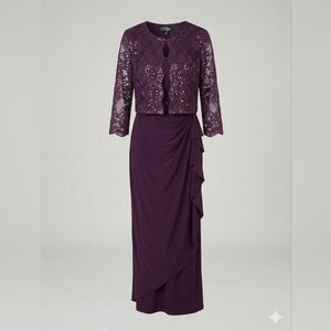 Alex Evenings Deep Purple Sequin Dress